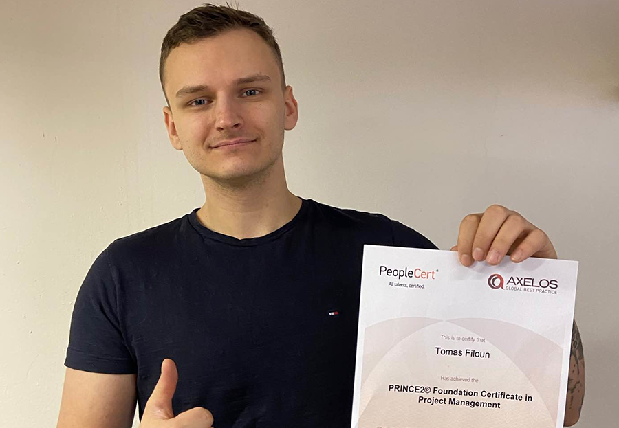 Tomáš Filoun obdržel certifikát Prince 2